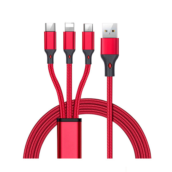 Multi 3 in 1 USB Long Charger Cable, 1.2M 6A PD Fast Braided Charging Cord, Universal Multiple Ports Long Charging Cable with USB C/Micro USB/Lightning Connector for iPhones Android Huawei