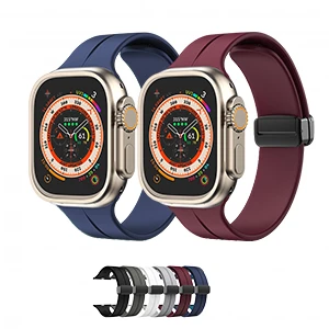 Silicon Magnetic D-Buckle Replacement Band for Apple Watch Ultra, 9,8,7, 6, 5, 4, SE, 3