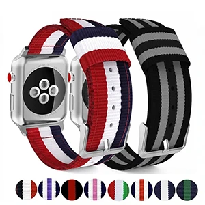 Nylon stripe bands for Apple Watch Series, Ultra, 9 8 7 6 5 4 3 2 SE