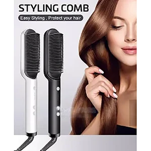 Hair Straightener Brush, Hair Straightening Iron Built with Comb