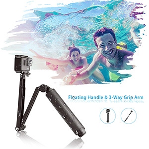 MaxCam 3-Way Grip Arm Floating Monopod Pole GoPro Hero 12,11,10 9 8 7 Black 6 5 (X-119-2)