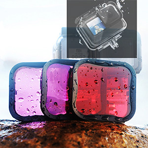 MaxCam Dive Filter 3- Pack  for Gopro 12, Gopro 11, GoPro 10, GoPro 9  Red, Pink, Purple Filters (X-458A)