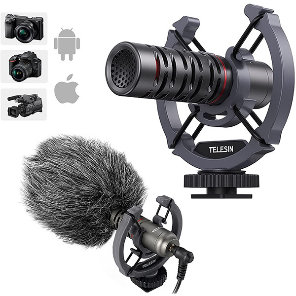 Telesin Shotgun Microphone designed for DSLR, Camcorder, Smartphone, iPhone