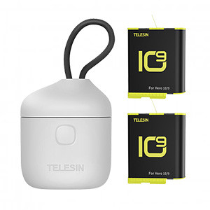TELESIN AllinBox  (Charger + 2 Batteries)  for Hero 12, 11, 10, 9, with High Speed USB 3.0 SD Card Reader Function, Waterproof Storage Carry Case , IP54 Grade Waterproof